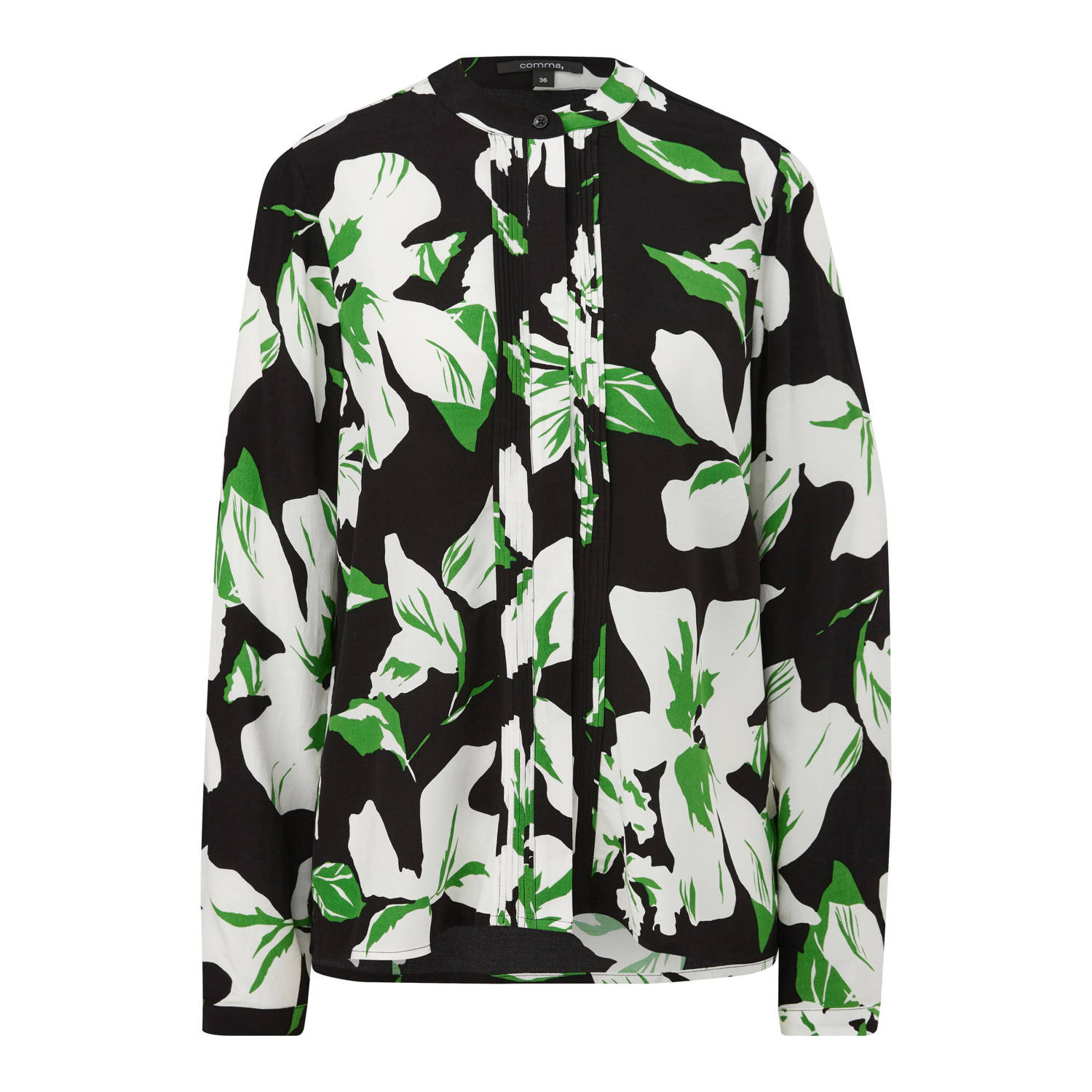 comma blouse met all over print zwart groen