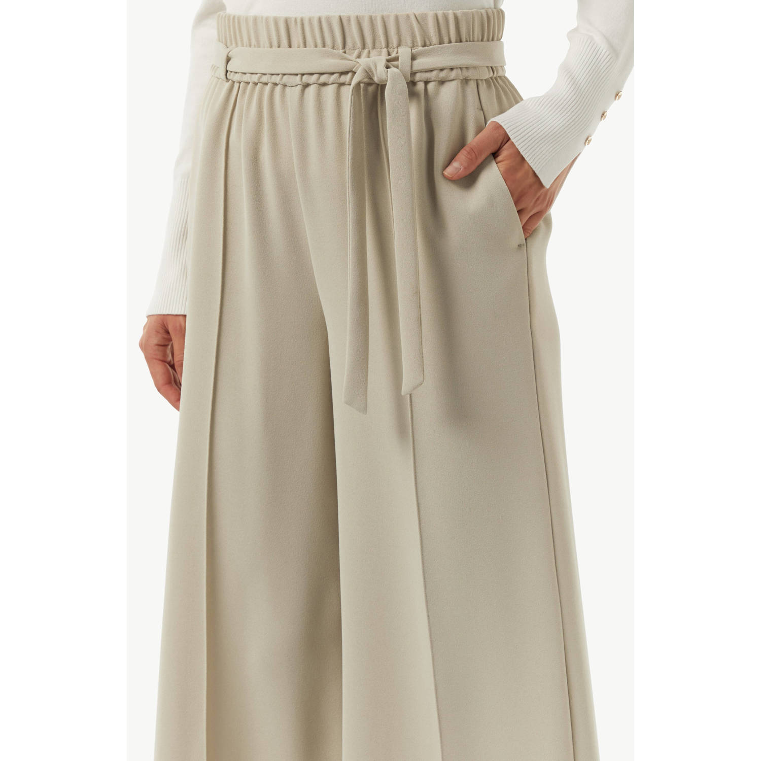 comma wide leg broek beige
