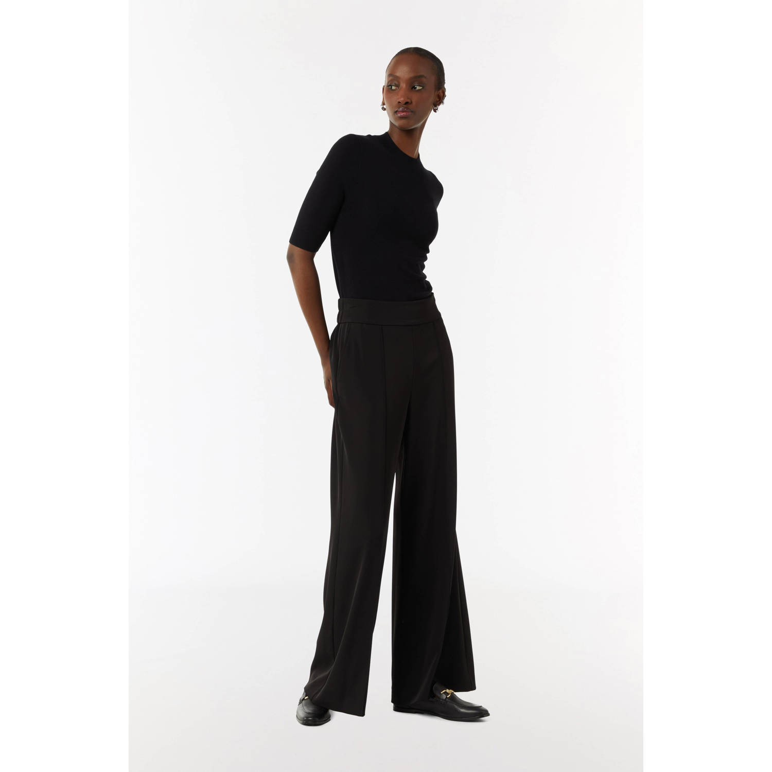 comma wide leg broek zwart