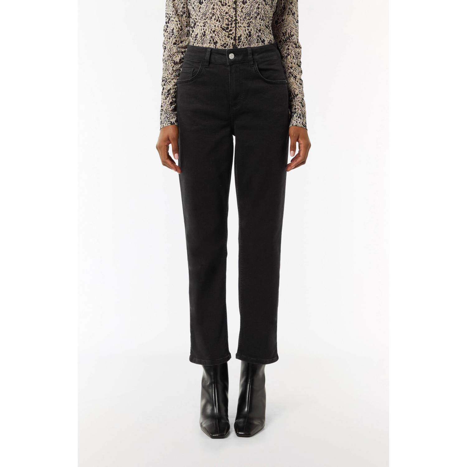 Comma Straight-Leg Katoen Stretch Jeans Black Dames
