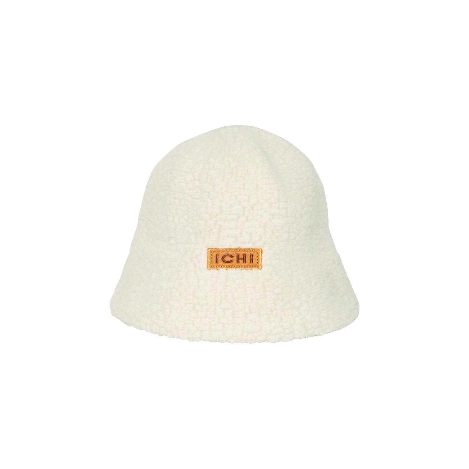 ICHI bucket hat met teddy IAJOVANNI ecru