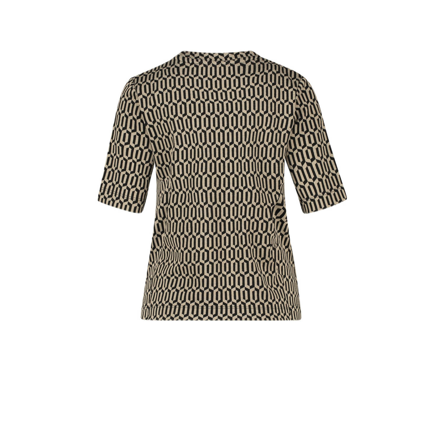 Expresso fijngebreide top EX24-13085 met all over print zwart geel