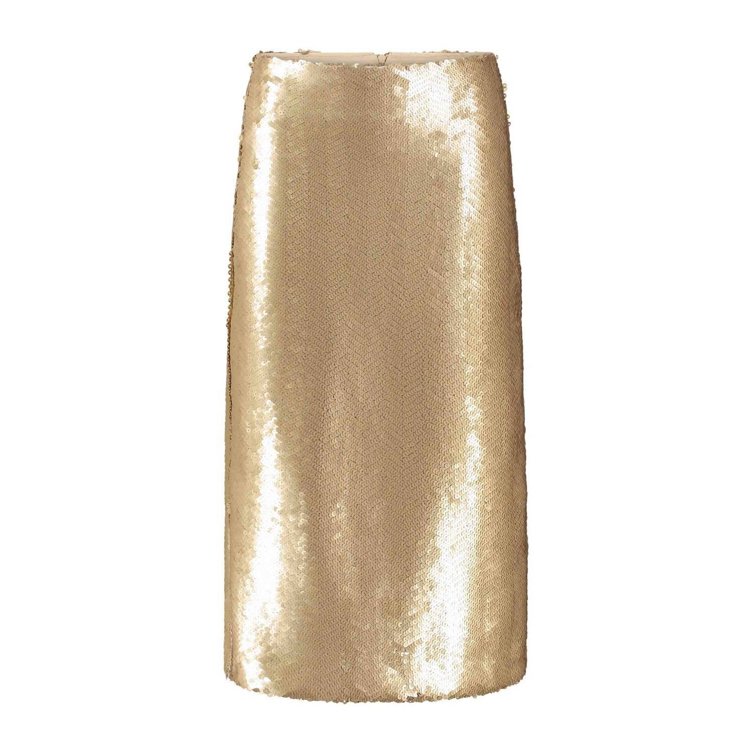 Expresso kokerrok met pailletten goud