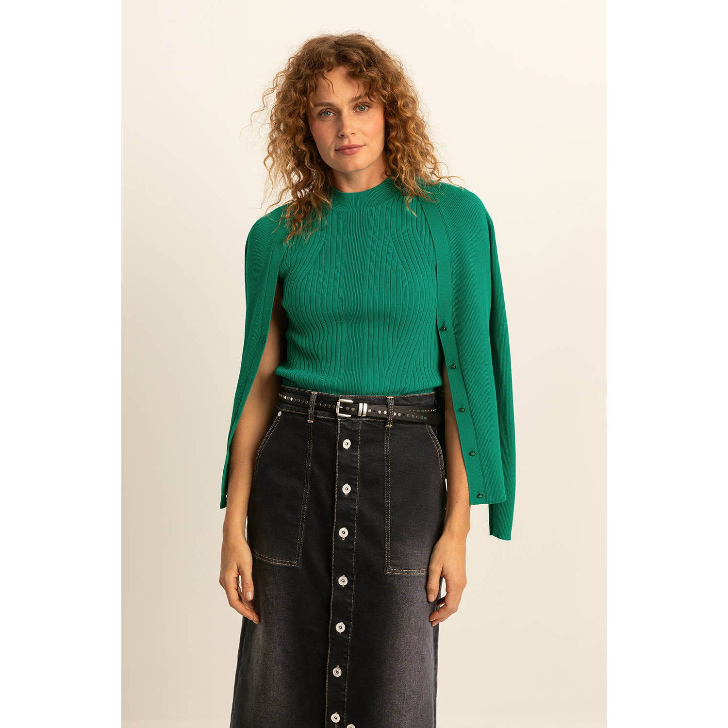Expresso ribgebreid vest EX24-12021 groen