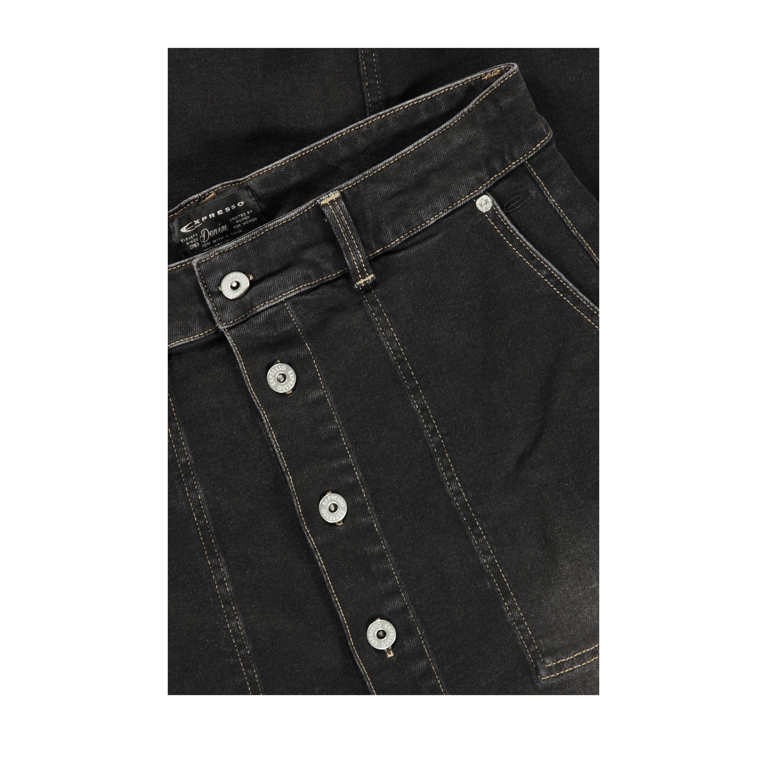 Expresso denim midi rok black denim