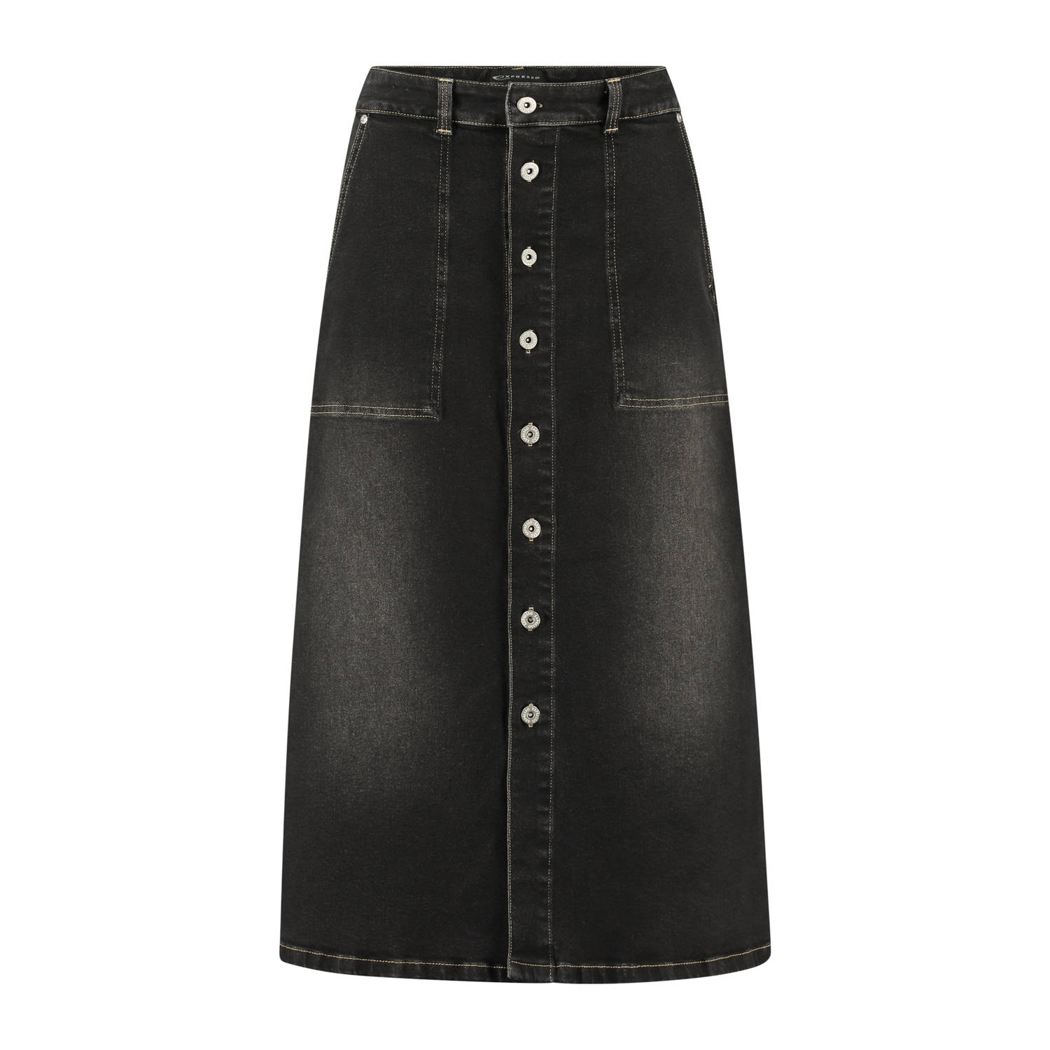 Expresso denim midi rok black denim