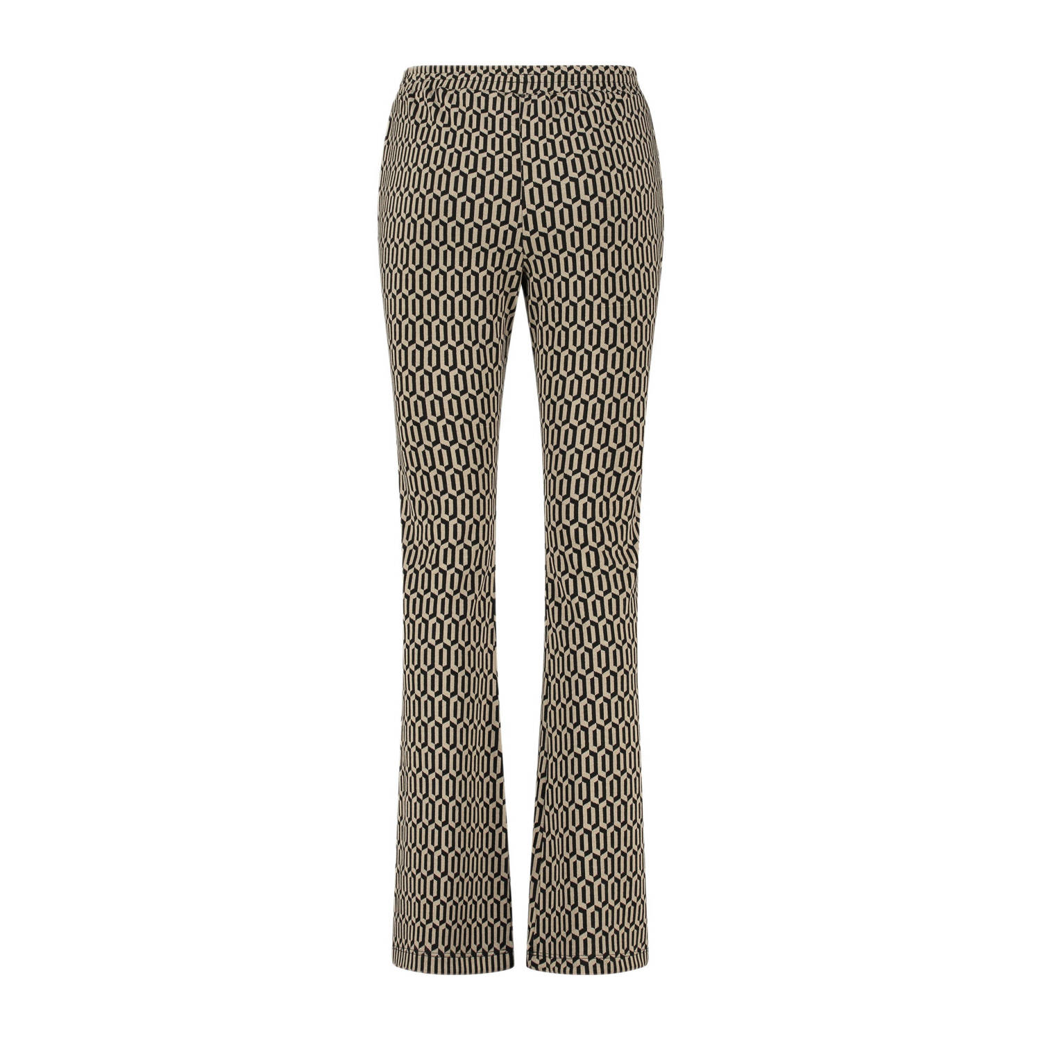 Expresso flared broek EX24-21049 met all over print zwart geel
