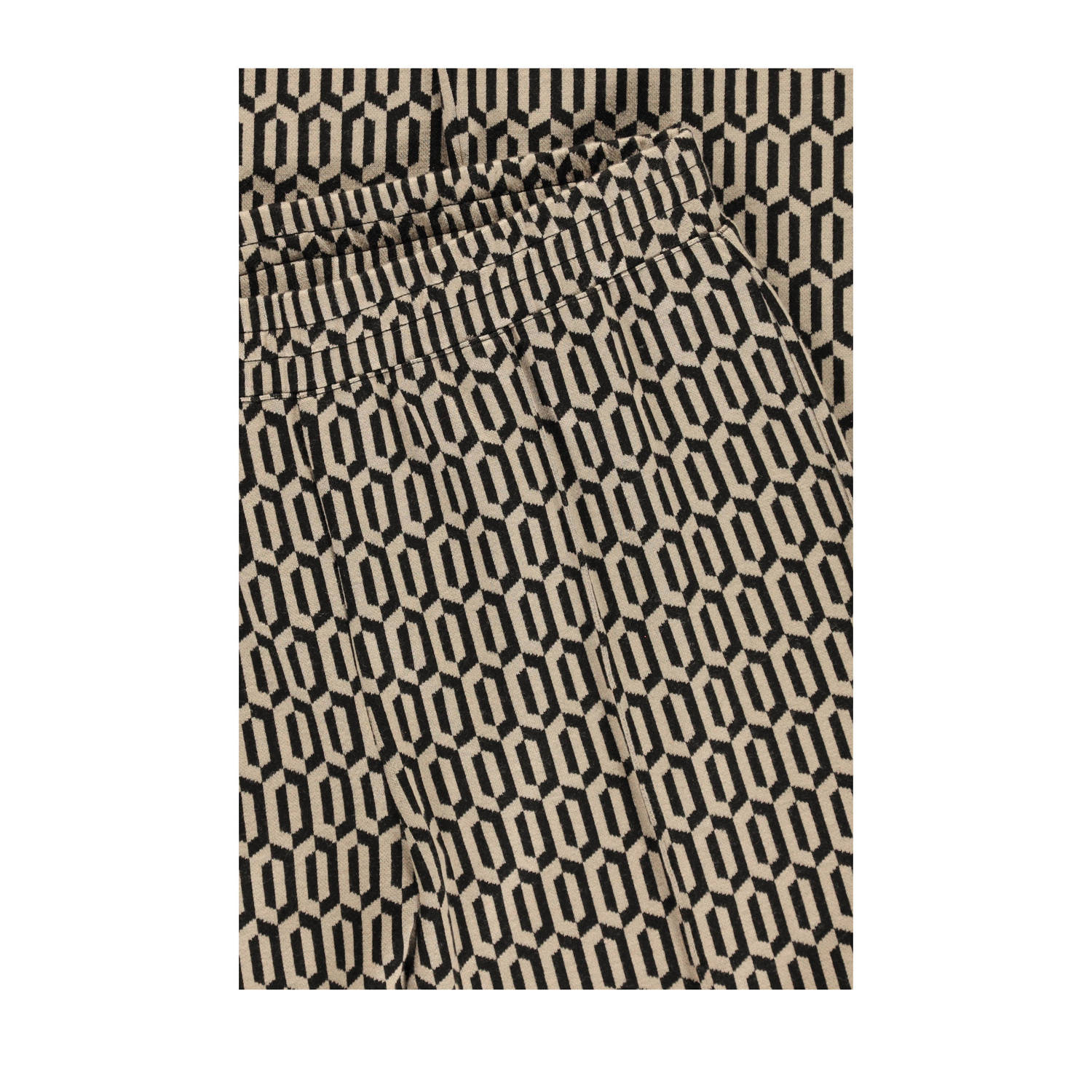 Expresso flared broek EX24-21049 met all over print zwart geel