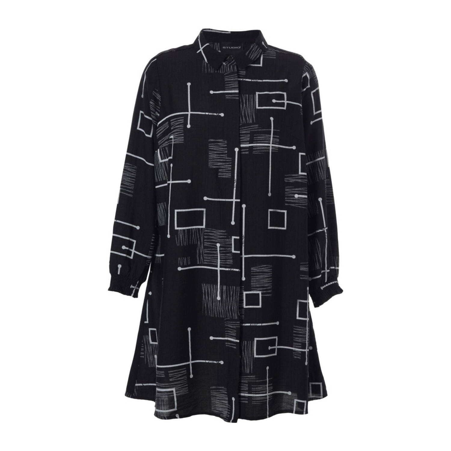 STUDIO tuniek met all over print zwart wit