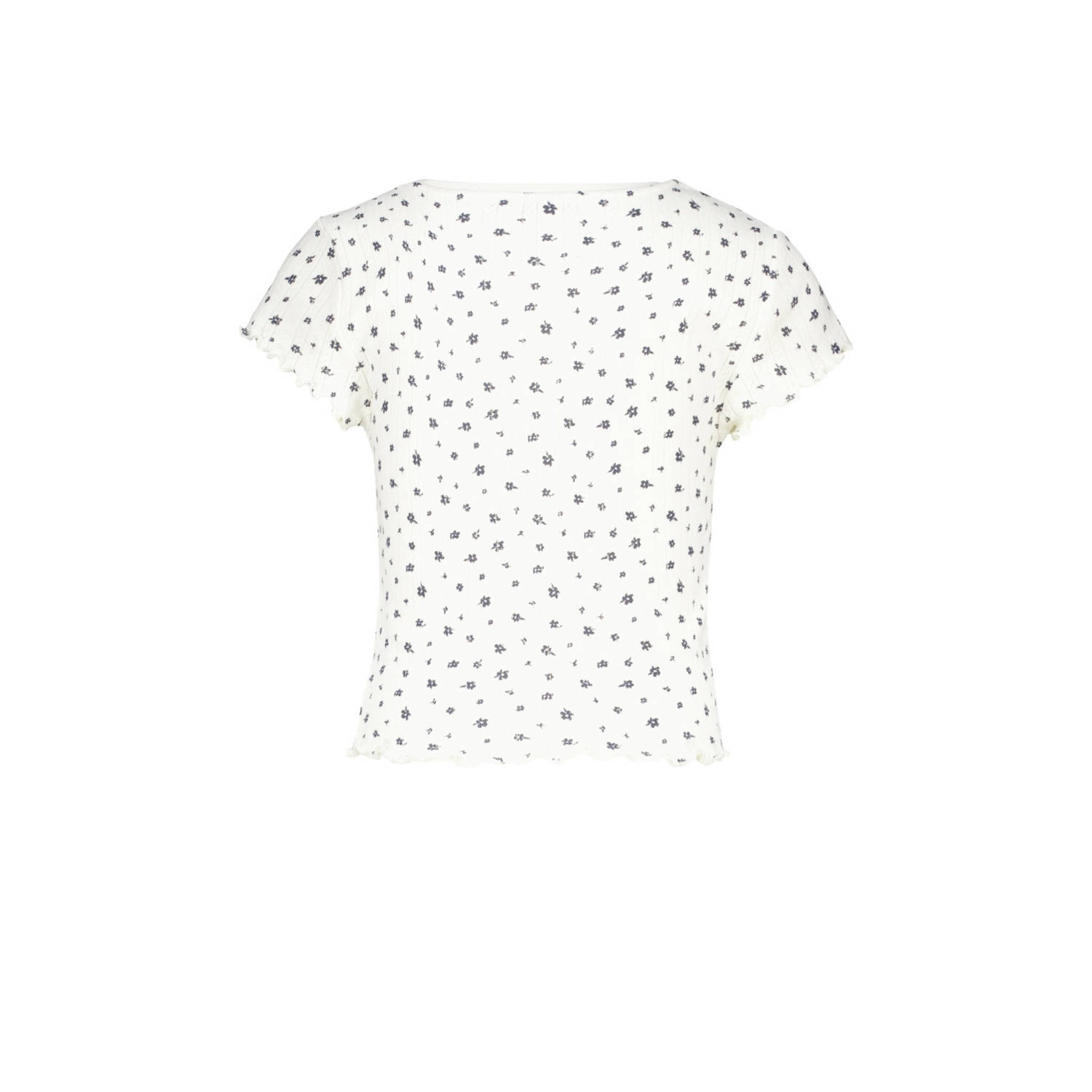 America Today T-shirt met all over print en textuur ecru zwart