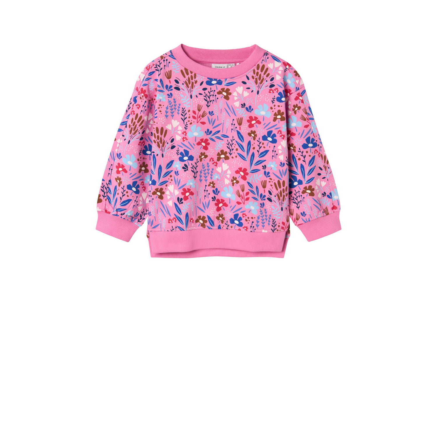 NAME IT MINI sweater NMFNIRANA met all over print donkerroze multicolor