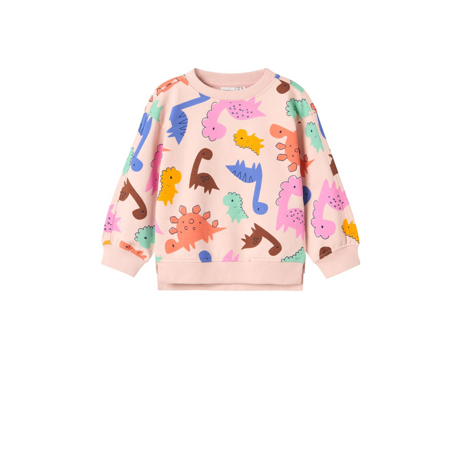 NAME IT MINI sweater NMFNIRANA met all over print lichtroze multicolor