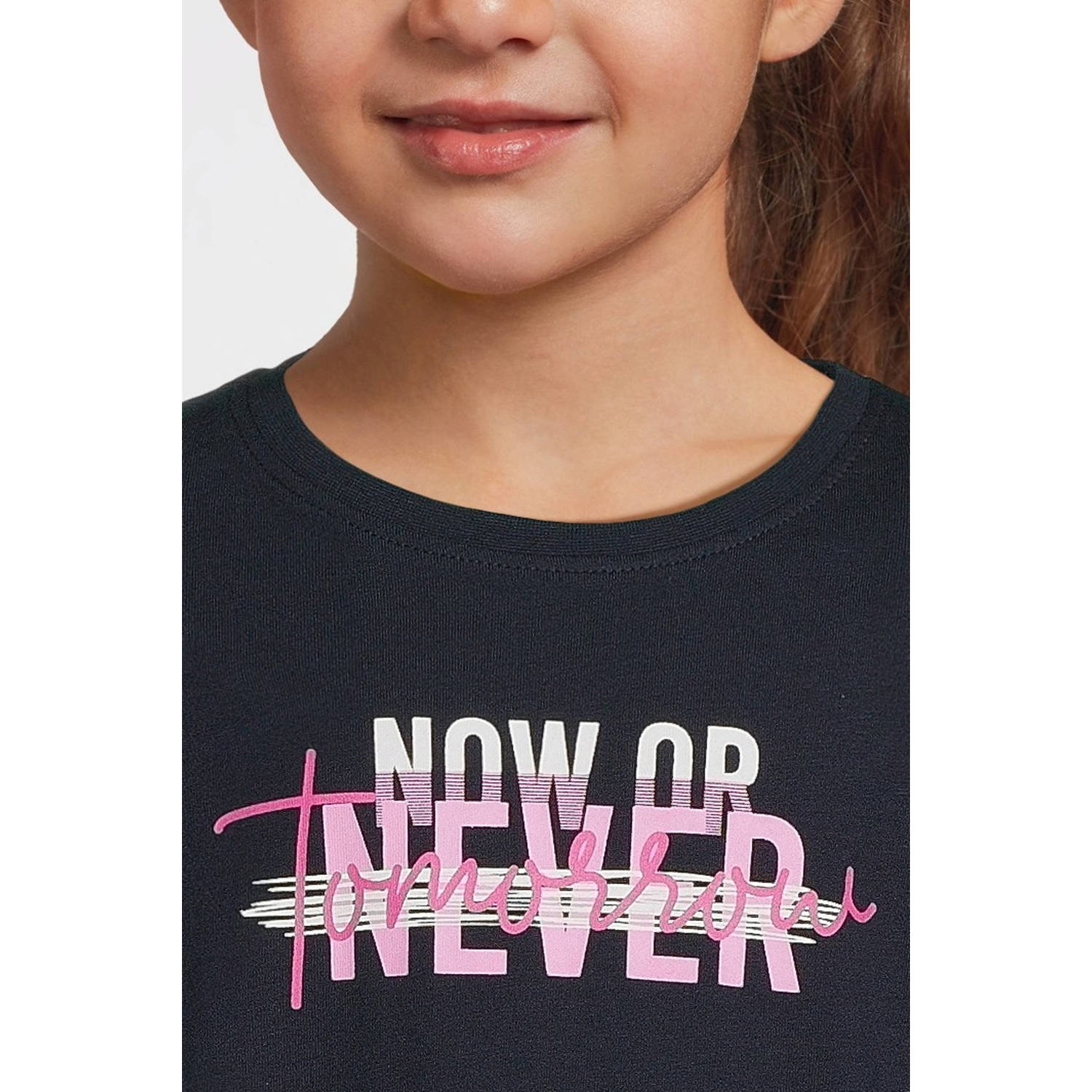 NAME IT KIDS longsleeve NKFVIOLET met printopdruk donkerblauw roze wit