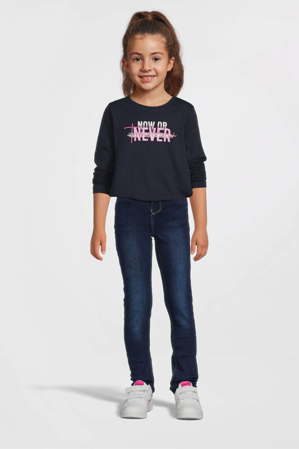 NAME IT KIDS longsleeve NKFVIOLET met printopdruk donkerblauw/roze/wit