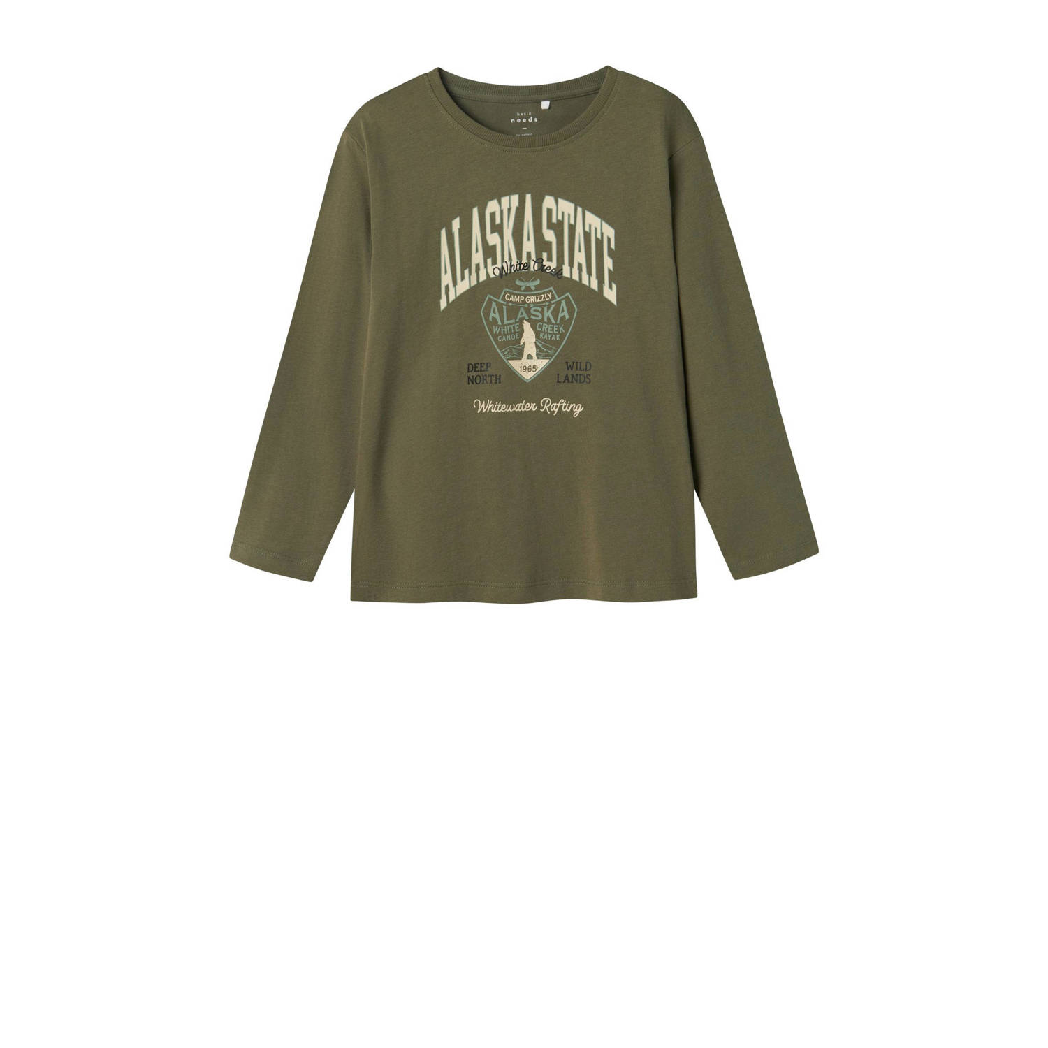 Name it KIDS longsleeve NKMVAGNO met printopdruk Groen Jongens Katoen Ronde hals 122 128