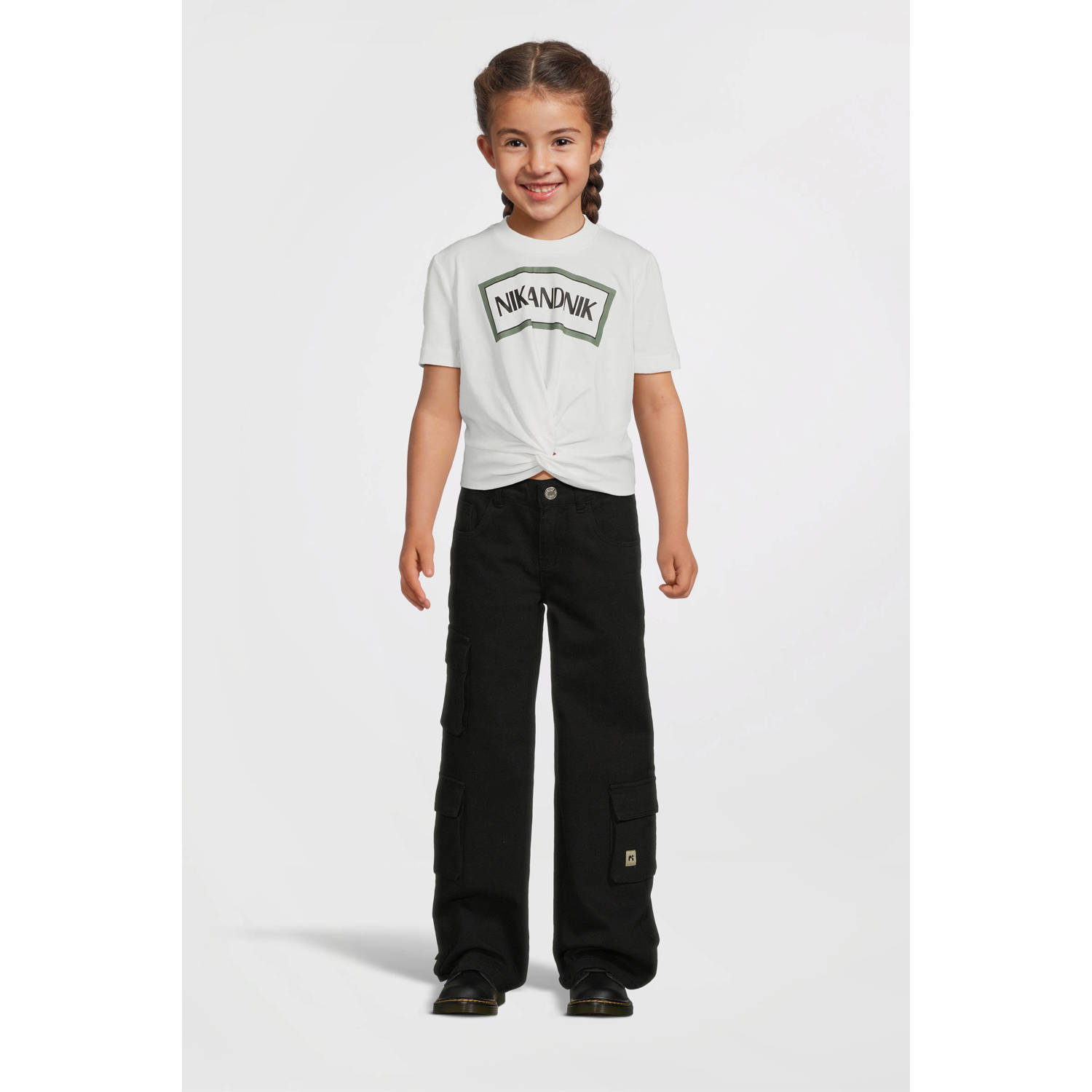 NAME IT KIDS wide leg broek NKFROSE zwart