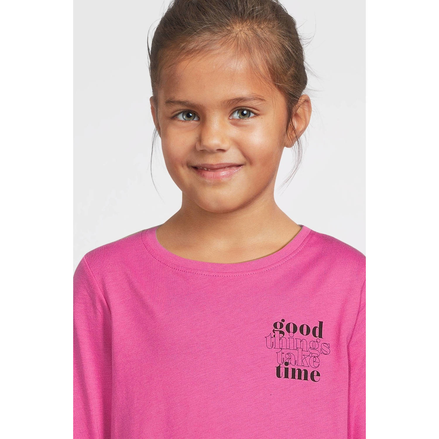 NAME IT KIDS longsleeve NKFVIOLET met printopdruk roze