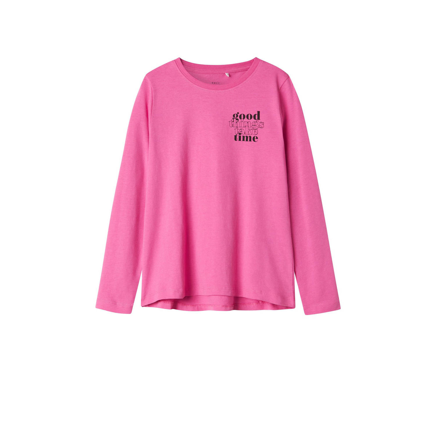 Name it KIDS longsleeve NKFVIOLET met printopdruk roze Meisjes Katoen Ronde hals 146 152