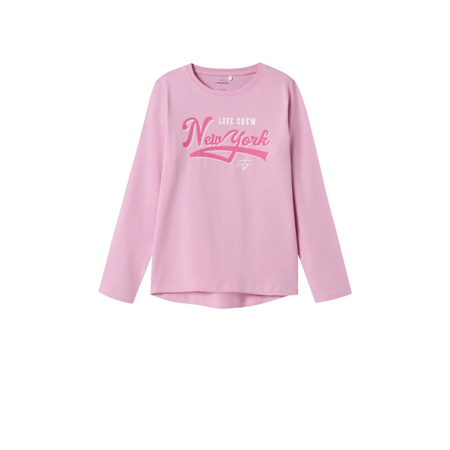 Name it KIDS longsleeve NKFVIX met printopdruk Roze Meisjes Stretchkatoen Ronde hals 134 140