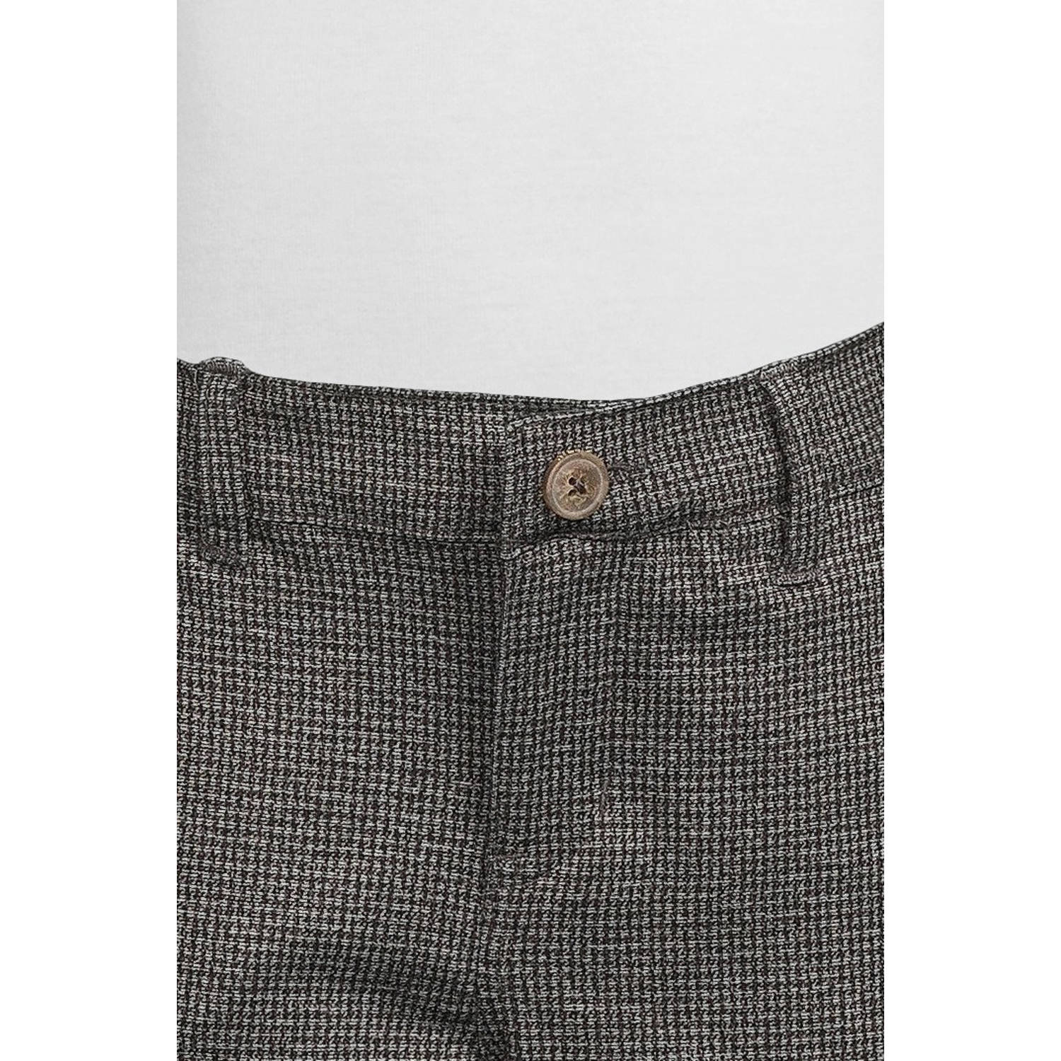 NAME IT KIDS geruite slim fit broek NKMSILAS grijsbruin