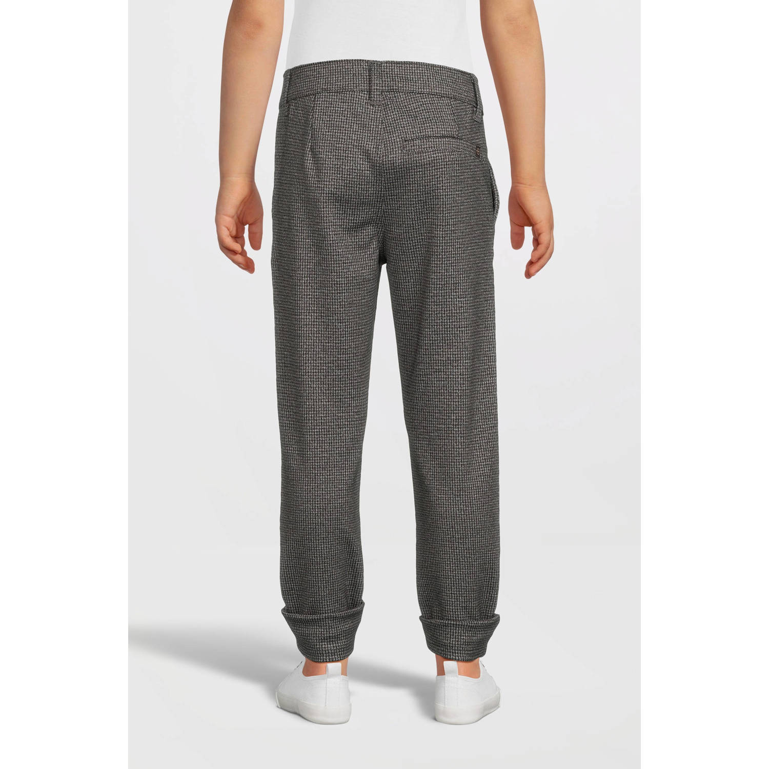 NAME IT KIDS geruite slim fit broek NKMSILAS grijsbruin