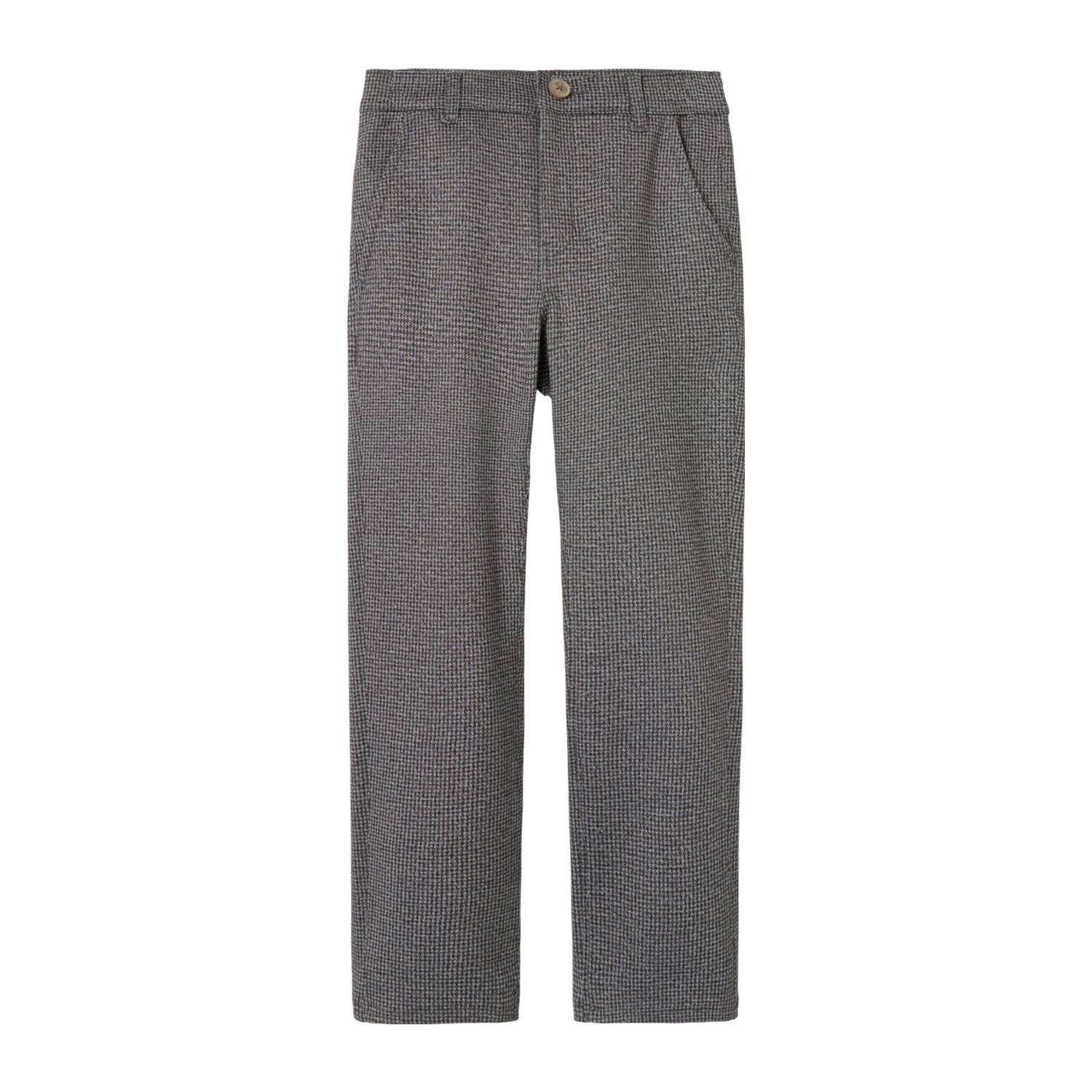 Name it KIDS geruite slim fit broek NKMSILAS grijsbruin Jongens Polyester 128
