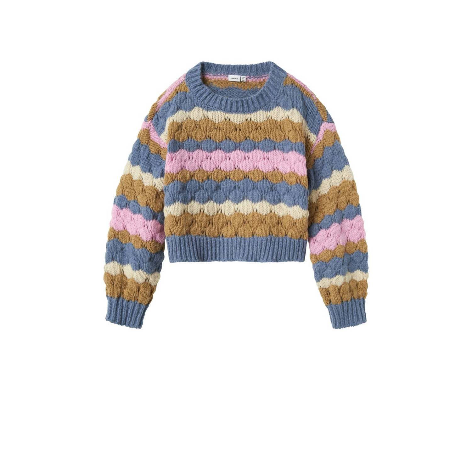 Name it KIDS gebreide trui blauw Meisjes Polyester Ronde hals All over print 134 140