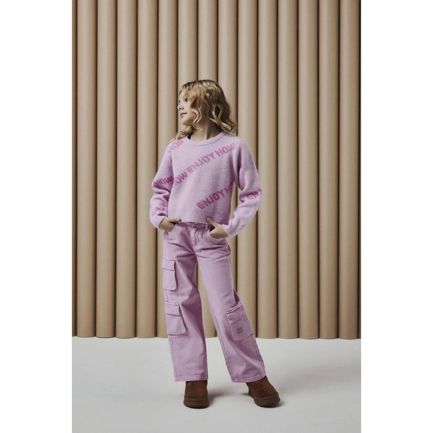 NAME IT KIDS wide leg broek NKFROSE roze