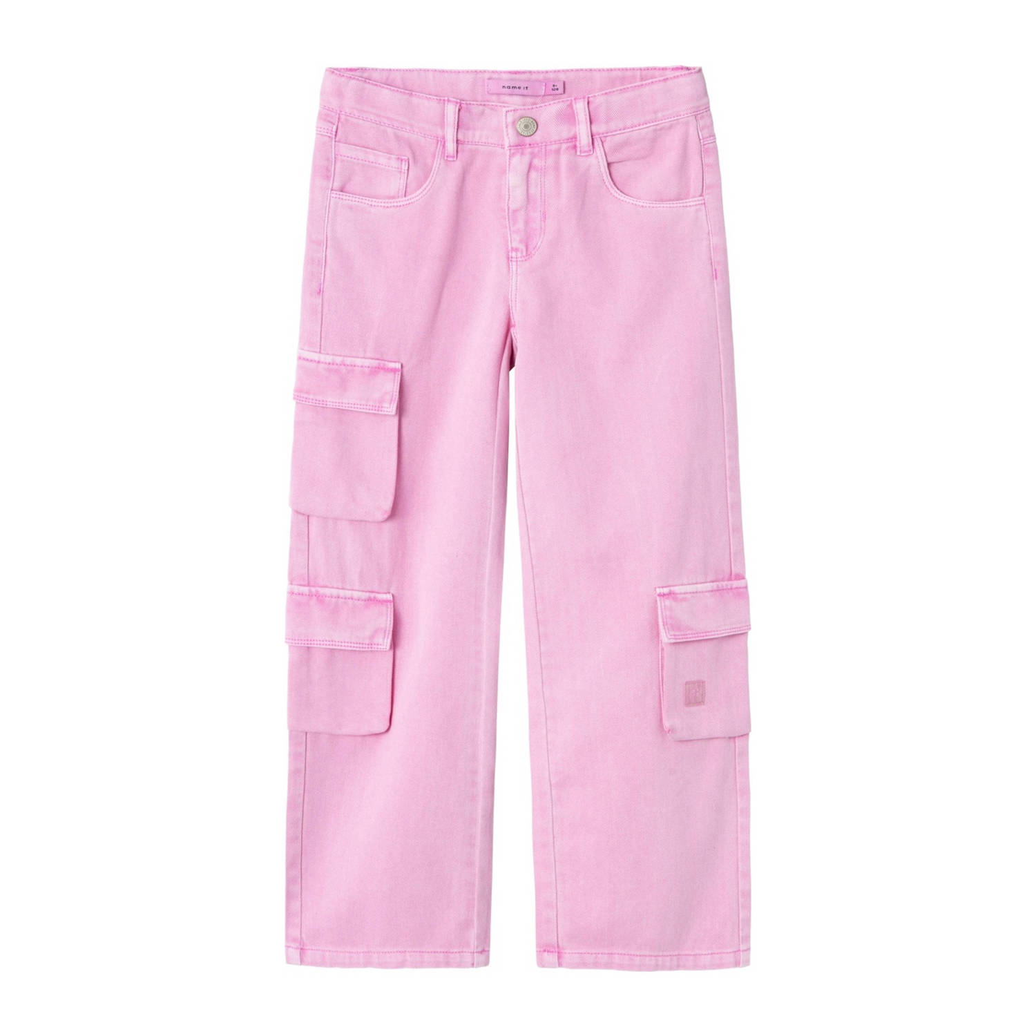 Name it KIDS wide leg broek NKFROSE roze Meisjes Katoen Effen 116