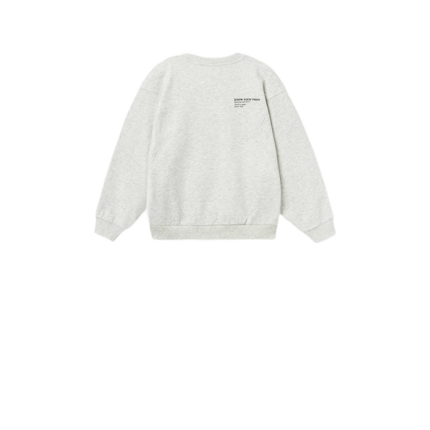 NAME IT KIDS sweater NKFNAKONN met tekst lichtgrijs melange