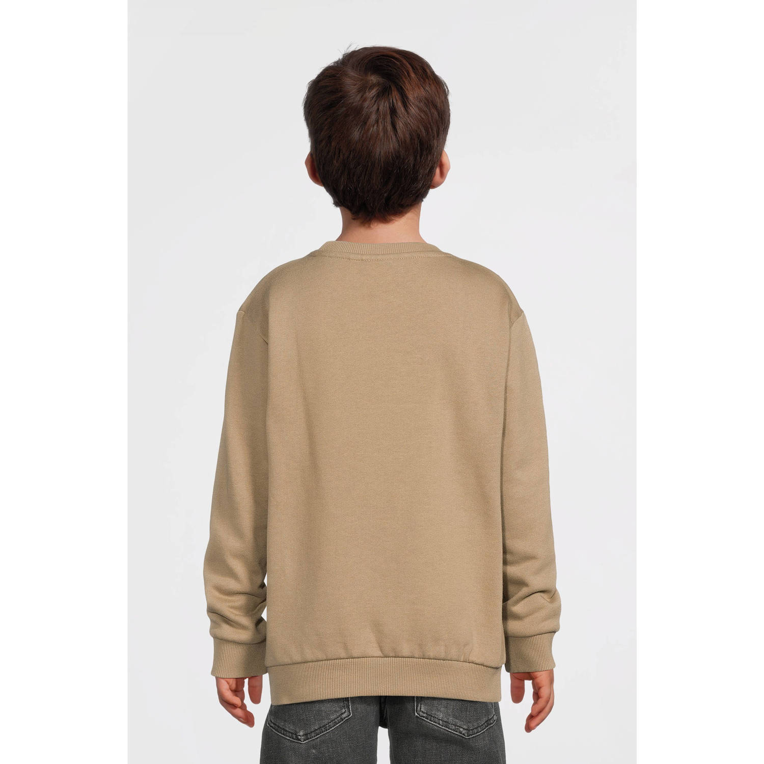 NAME IT KIDS sweater NKMNYLYDEN met printopdruk lichtbruin