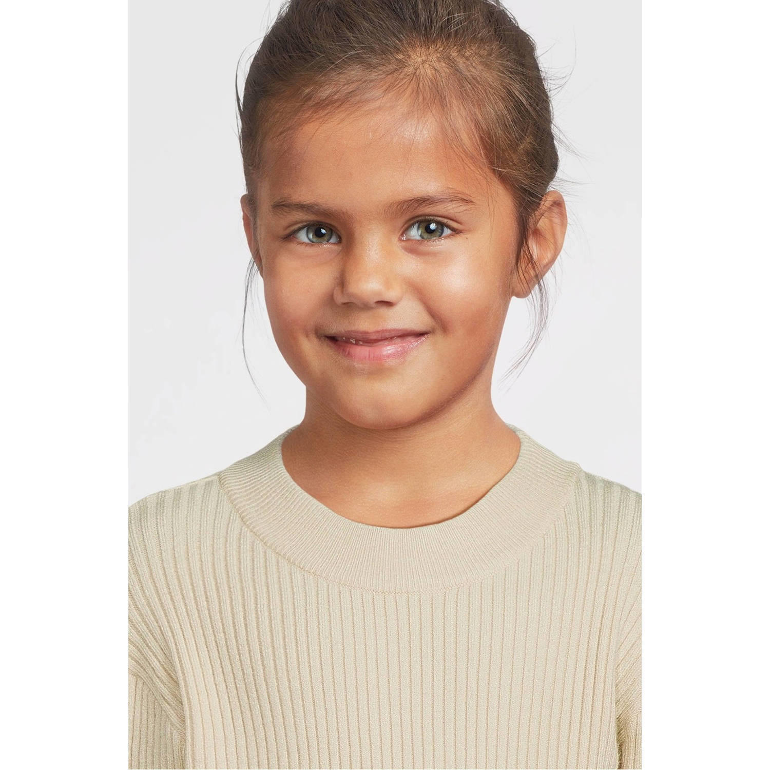 NAME IT KIDS fijngebreide longsleeve NKFVIANNA lichtzand