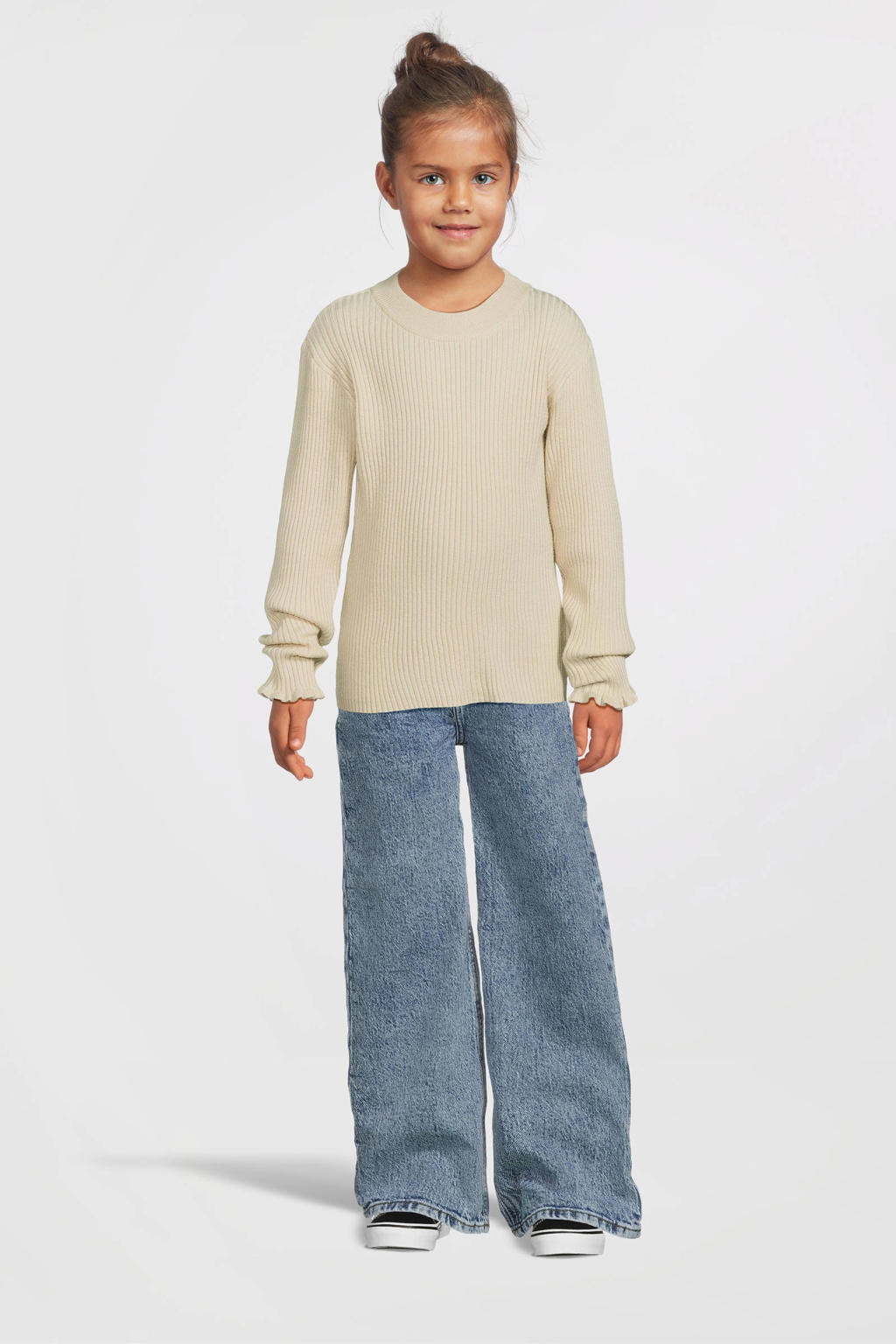 NAME IT KIDS fijngebreide longsleeve NKFVIANNA lichtzand