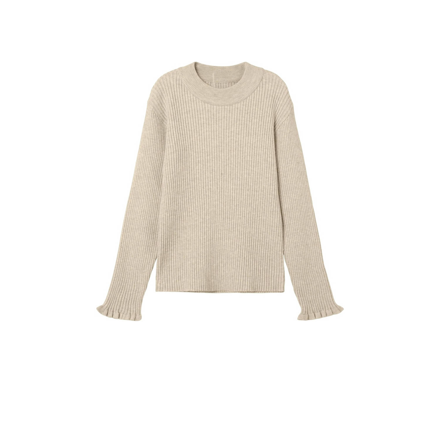 Name it KIDS fijngebreide longsleeve NKFVIANNA lichtzand Beige Meisjes Viscose Ronde hals 158 164