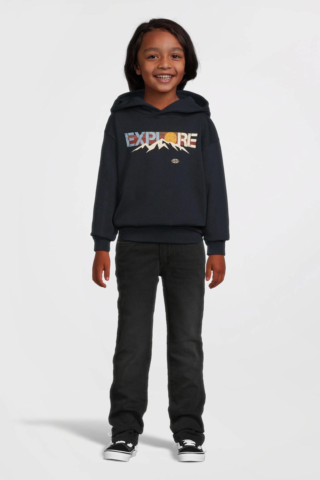 NAME IT KIDS sweater NKMVILDAR met printopdruk donkerblauw