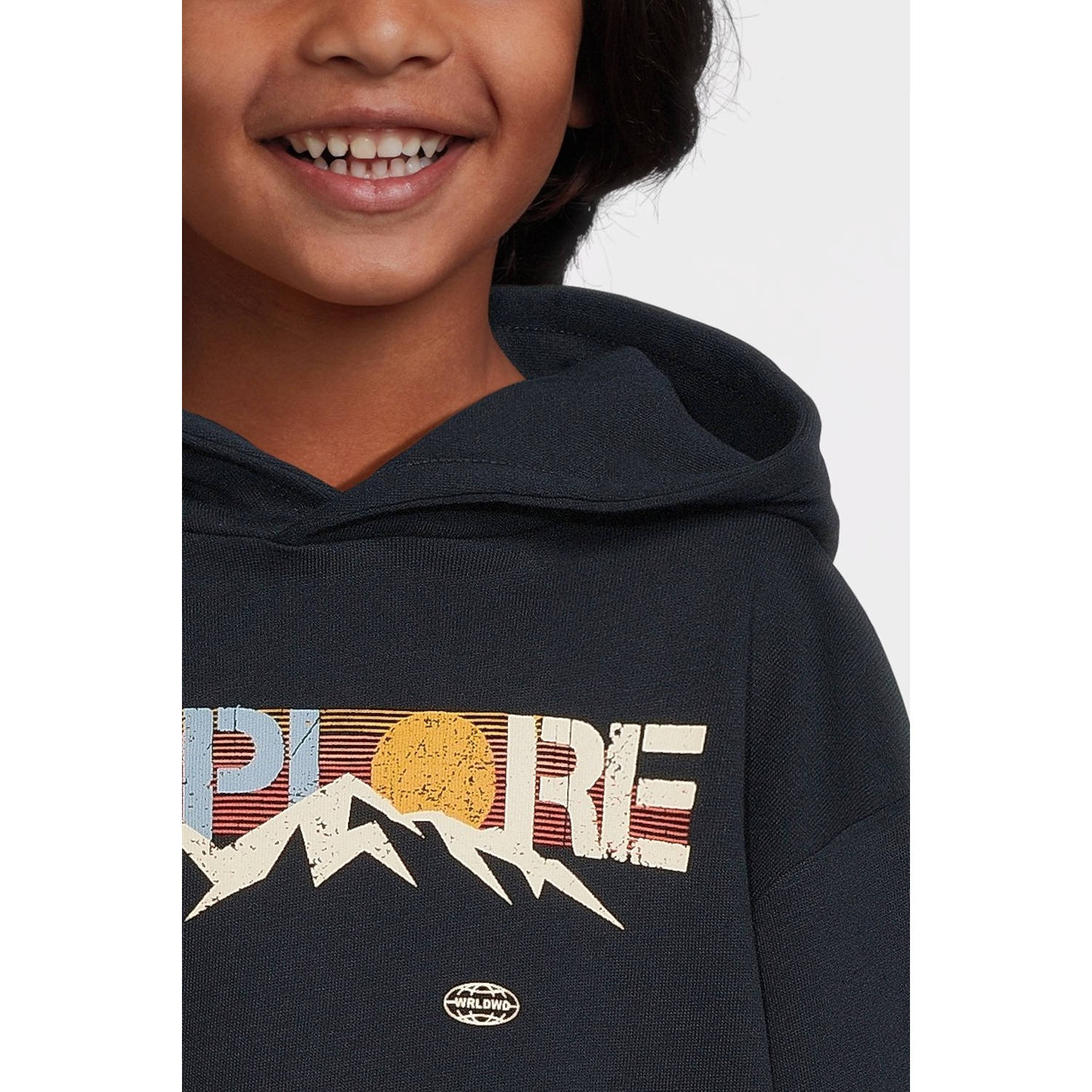 NAME IT KIDS sweater NKMVILDAR met printopdruk donkerblauw