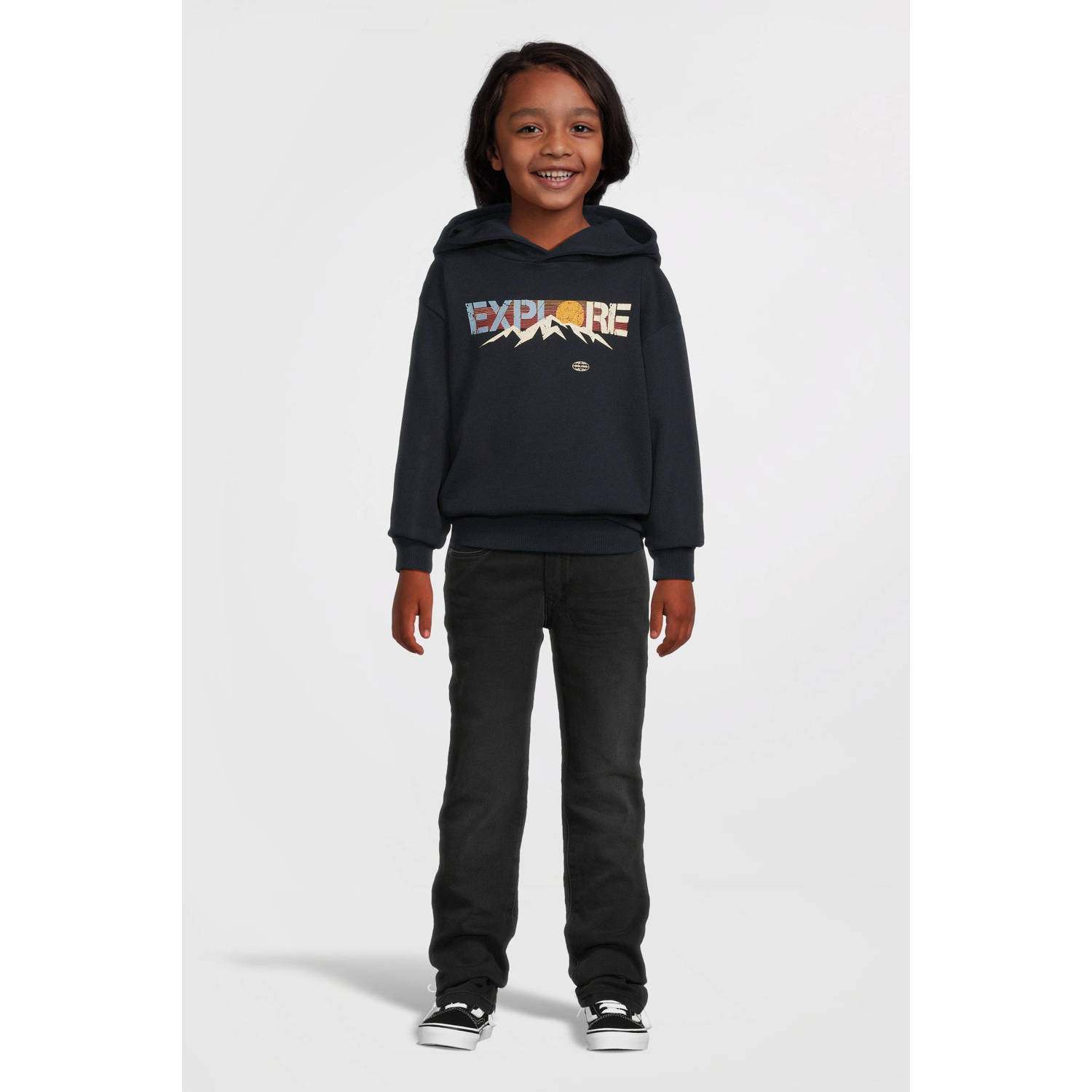 NAME IT KIDS sweater NKMVILDAR met printopdruk donkerblauw