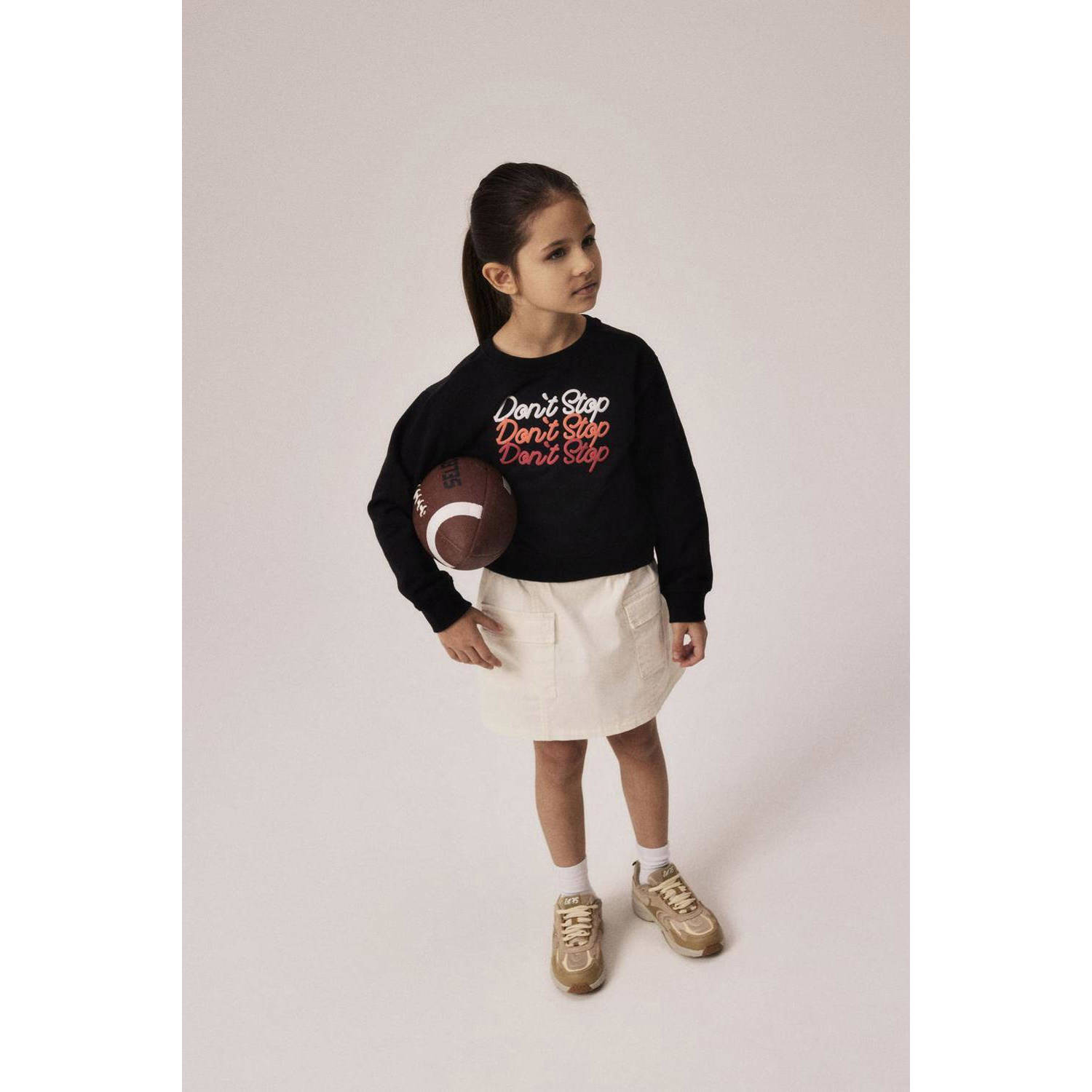 Name it KIDS sweater NKFNONNA met tekst zwart Tekst 134 140