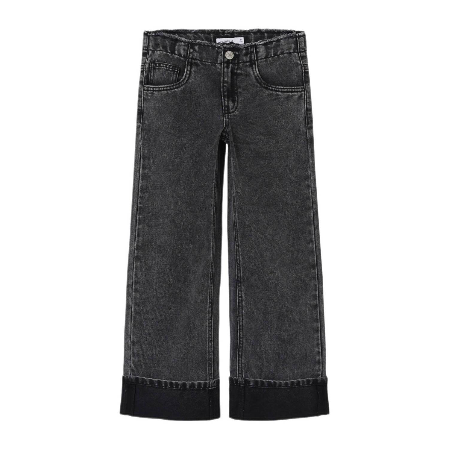 Name it KIDS wide leg jeans NKFROSE dark grey denim Grijs Effen 116