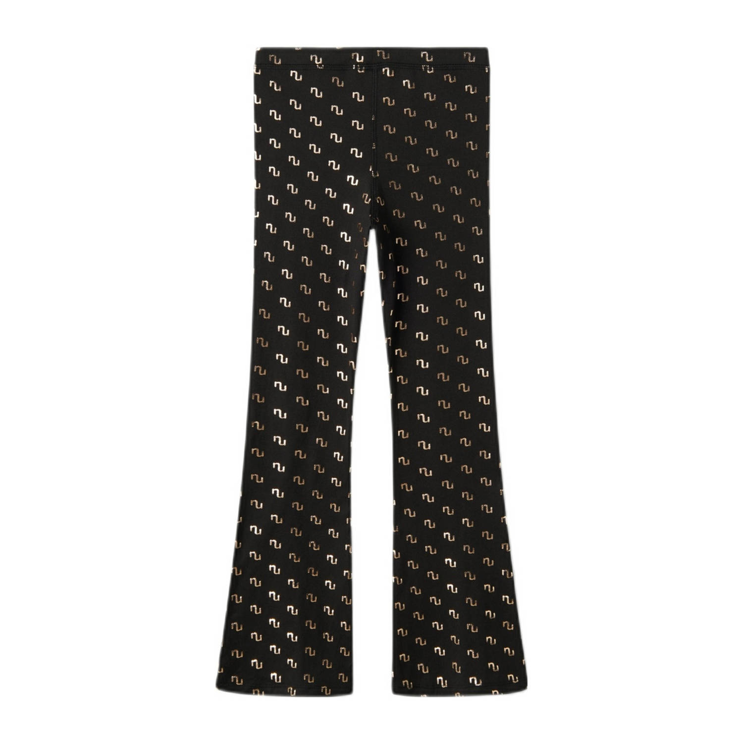 Name it KIDS flared broek NKFNIKANEL met all over print zwart goud Meisjes Polyester 122