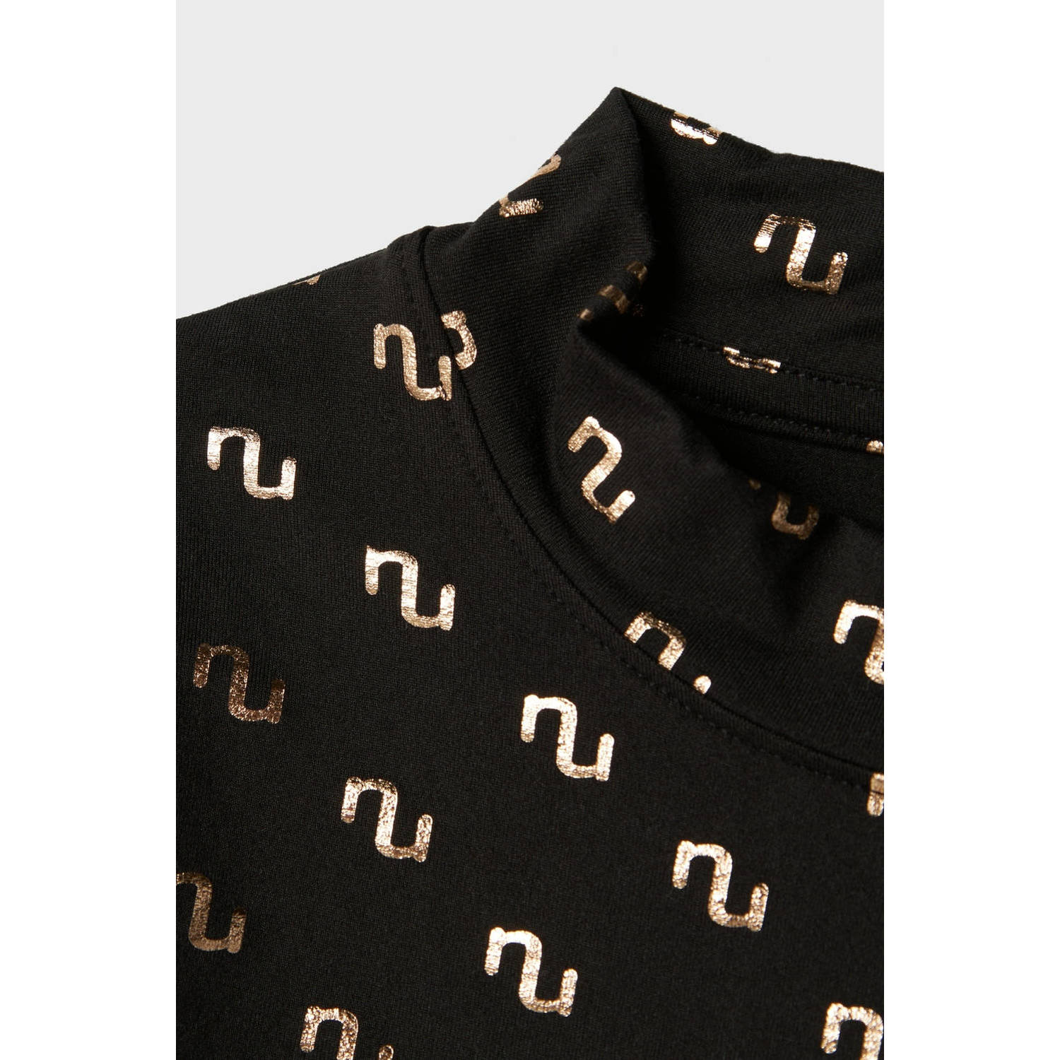 NAME IT KIDS longsleeve NKFNIKANEL met all over print zwart goud