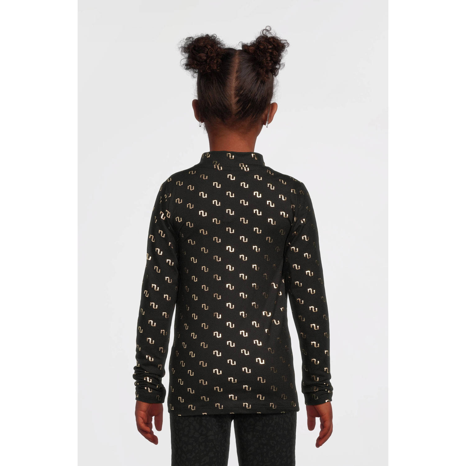 NAME IT KIDS longsleeve NKFNIKANEL met all over print zwart goud