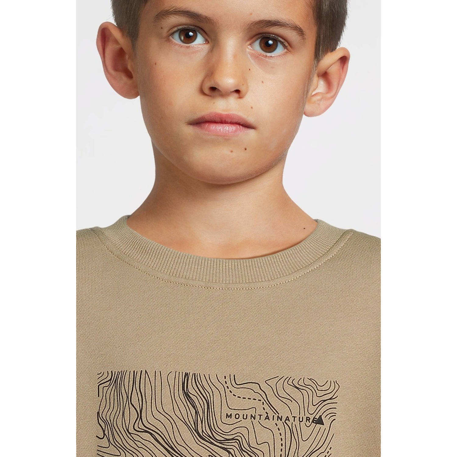 NAME IT KIDS sweater NKMNEFIKS met printopdruk lichtbruin
