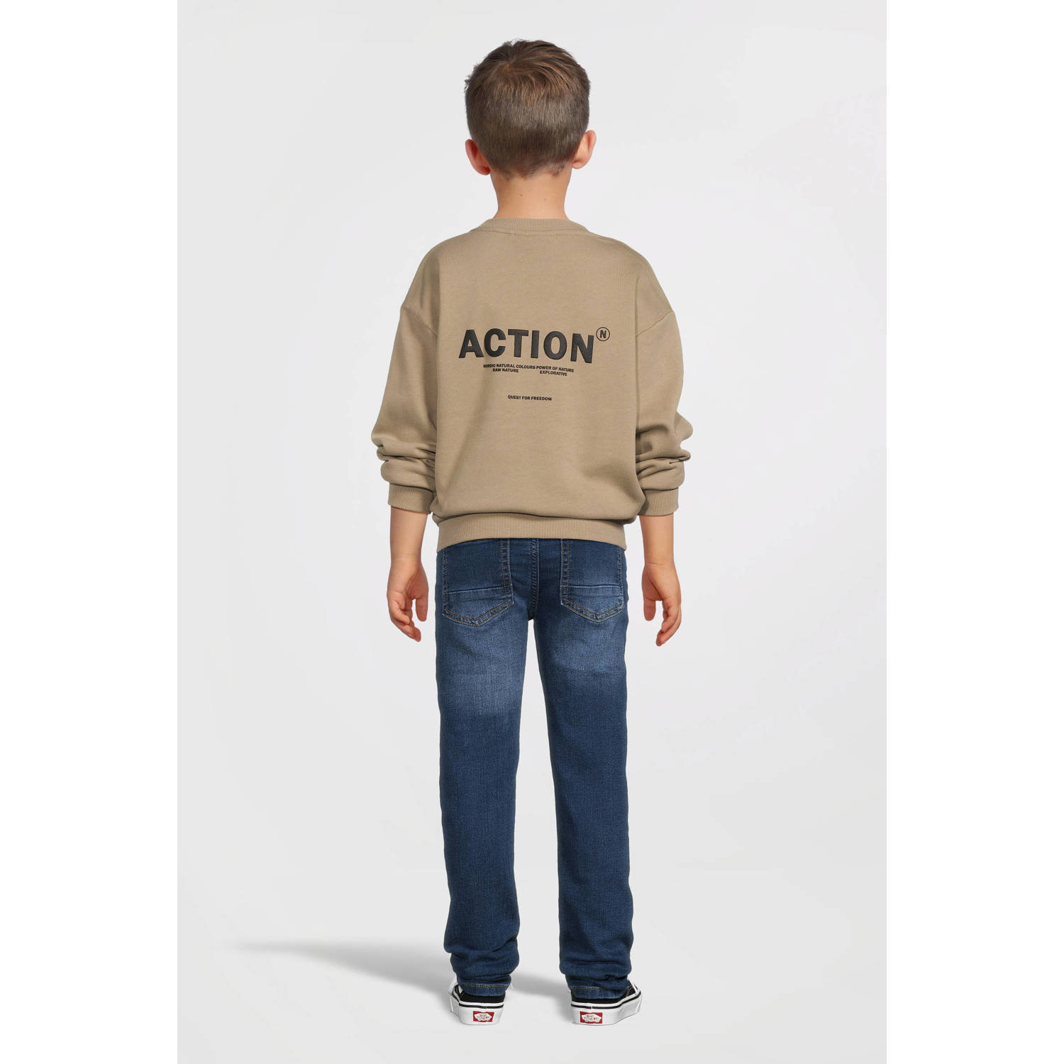 NAME IT KIDS sweater NKMNEFIKS met printopdruk lichtbruin