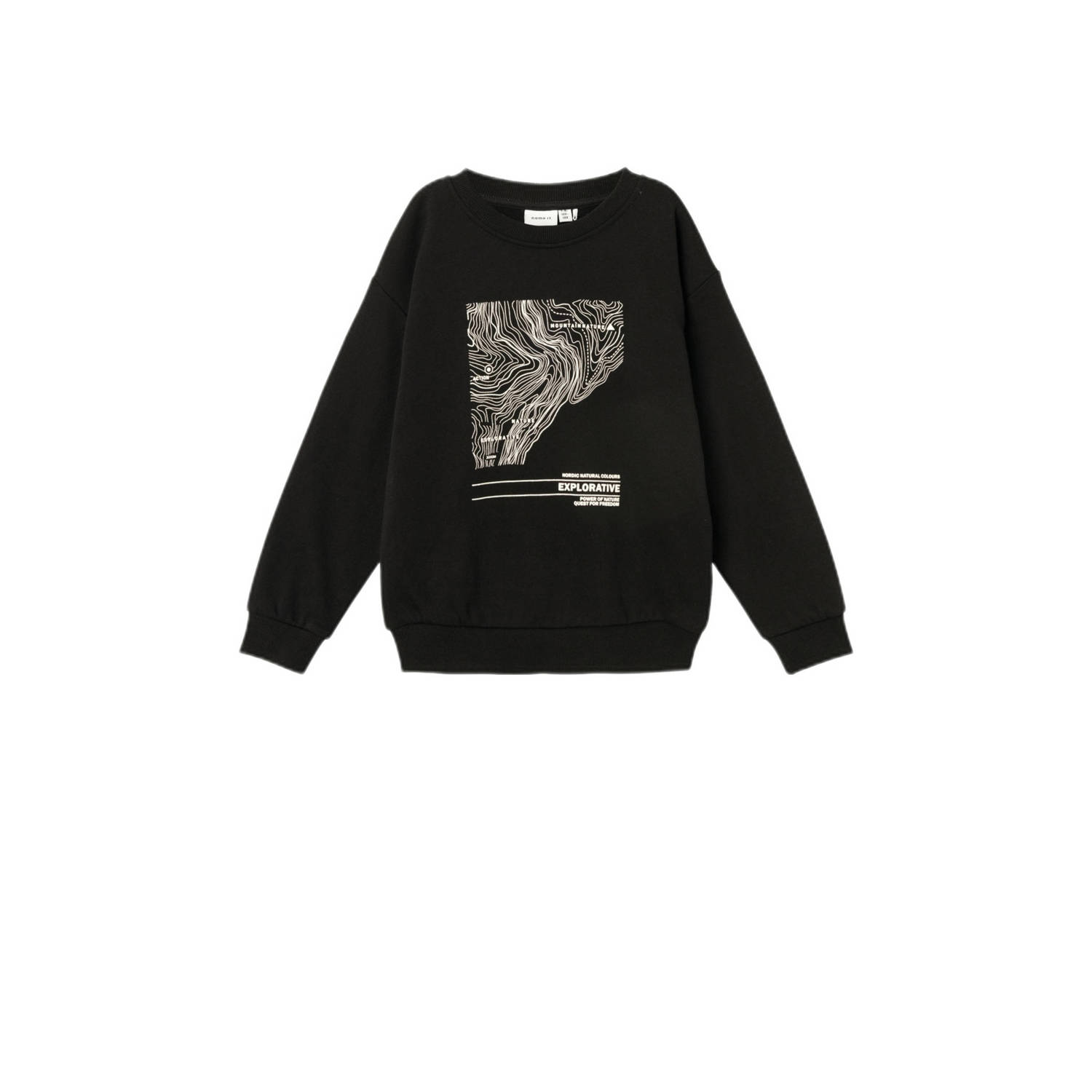 Name it KIDS sweater NKMNEFIKS met printopdruk zwart Printopdruk 122 128