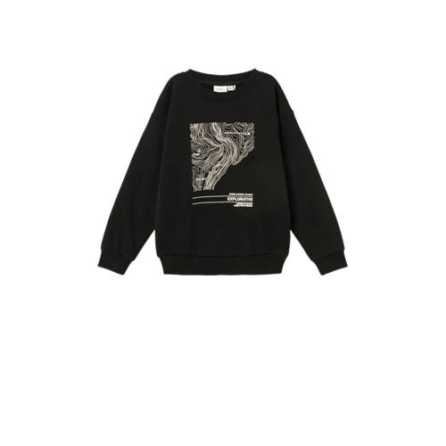 NAME IT KIDS sweater NKMNEFIKS met printopdruk zwart afbeelding