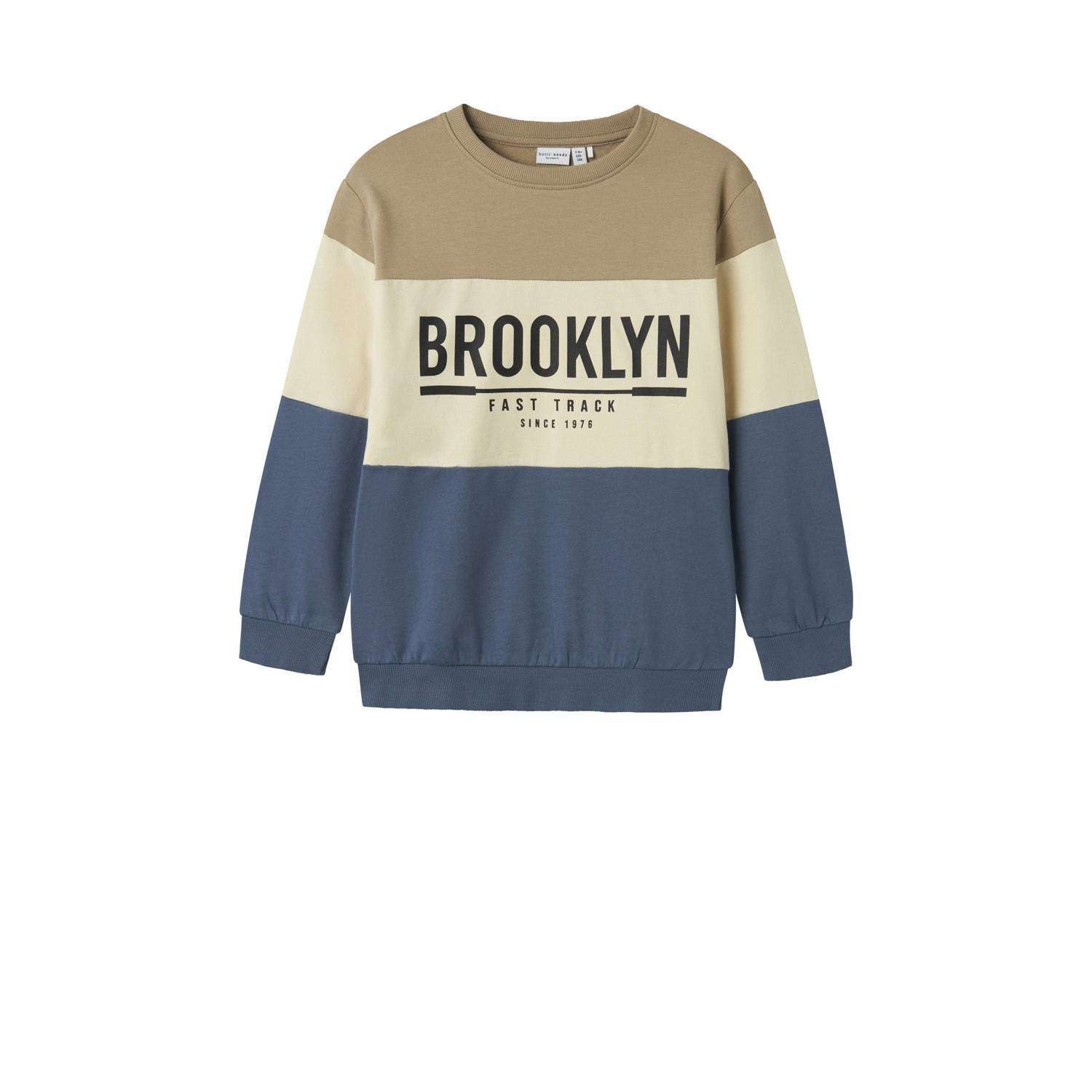 Name it KIDS sweater zand Trui Beige Tekst 116 | Trui van