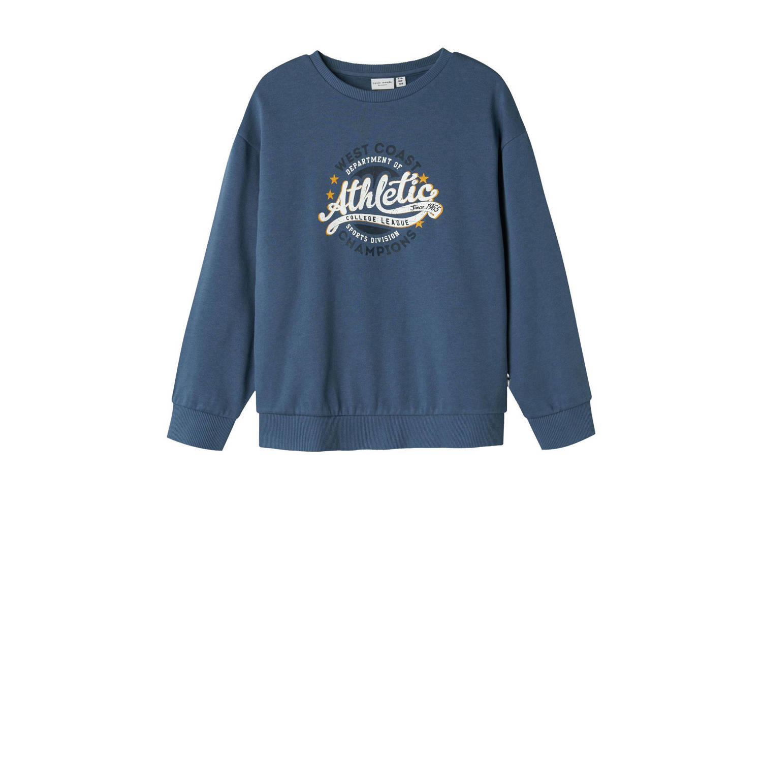 NAME IT KIDS sweater NKMVILDAR met printopdruk warmblauw