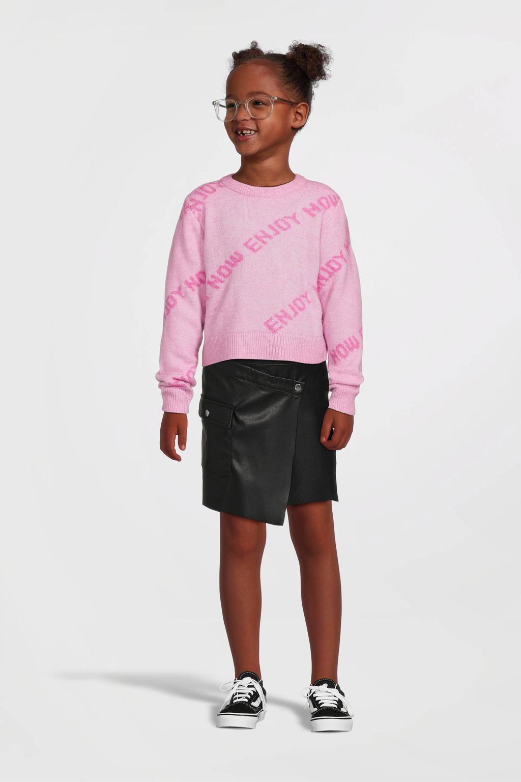 Zwarte meisjes NAME IT KIDS imitatieleer rok voorzien van elastische tailleband