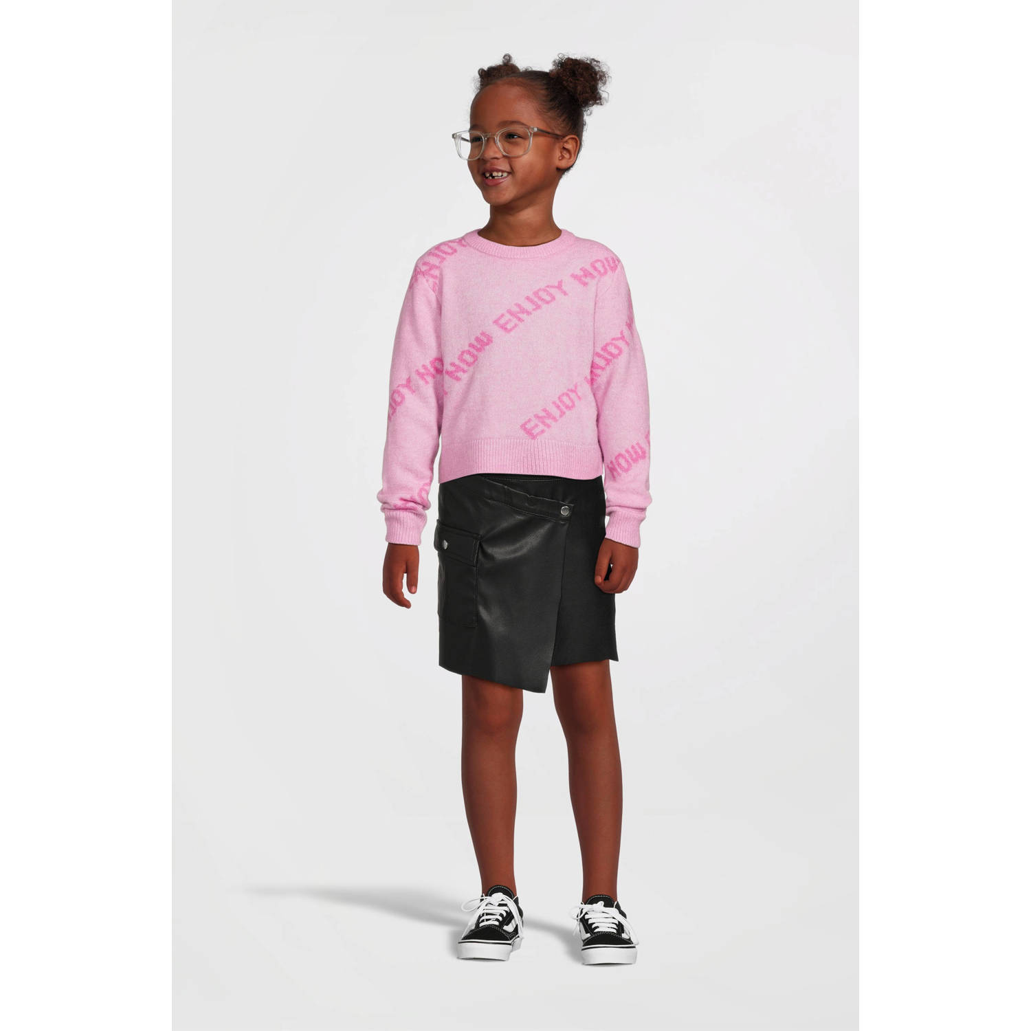 NAME IT KIDS imitatieleer imitatieleren rok zwart